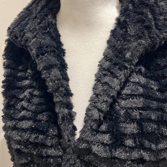 BETSEY JOHNSON Faux Fur Black Vest leopard cheetah print lining POCKETS medium - Picture 2 of 10